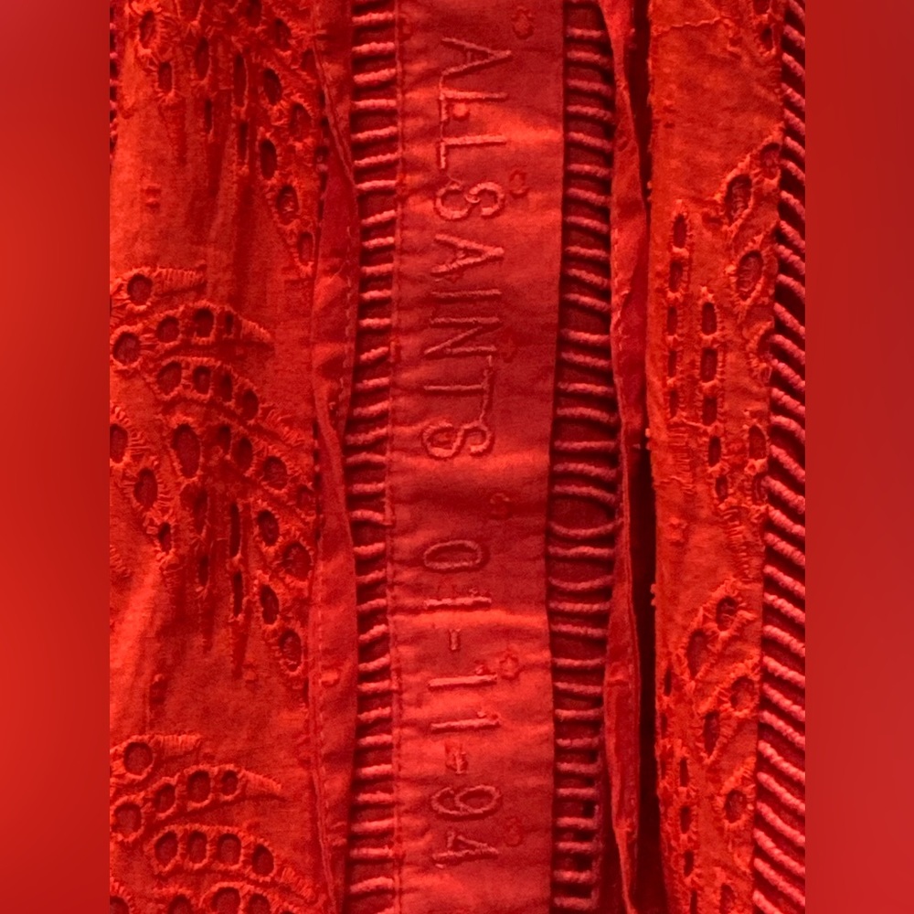 NWT All Saints Poppy Blaze Red Tate Broderie Dress or Coverup - Sz 12 - Picture 5 of 11